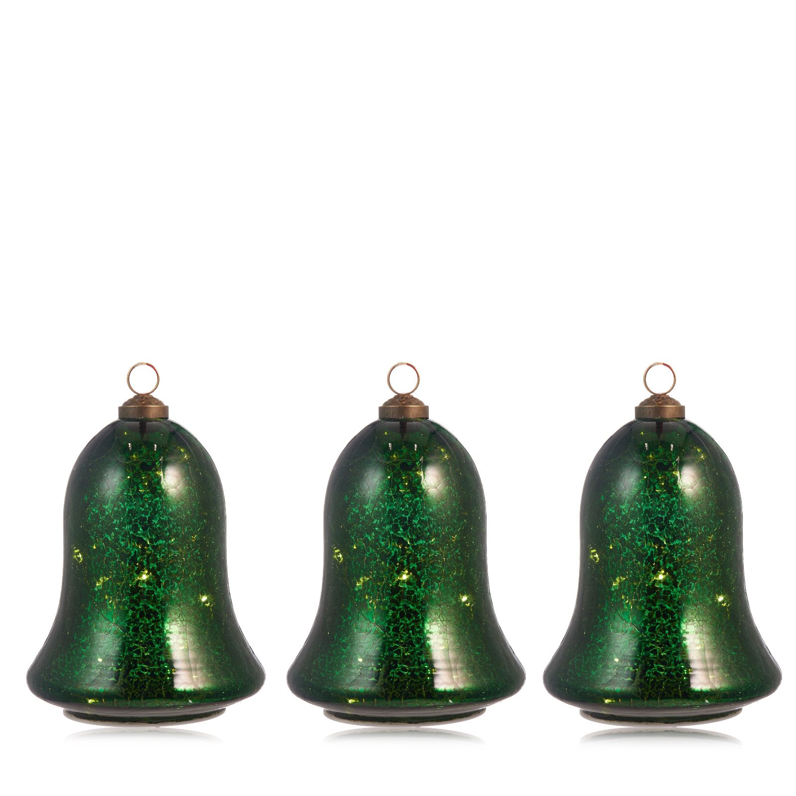 Alison Cork Set of 3 Pre-Lit Mercury Glass Bells - QVC UK