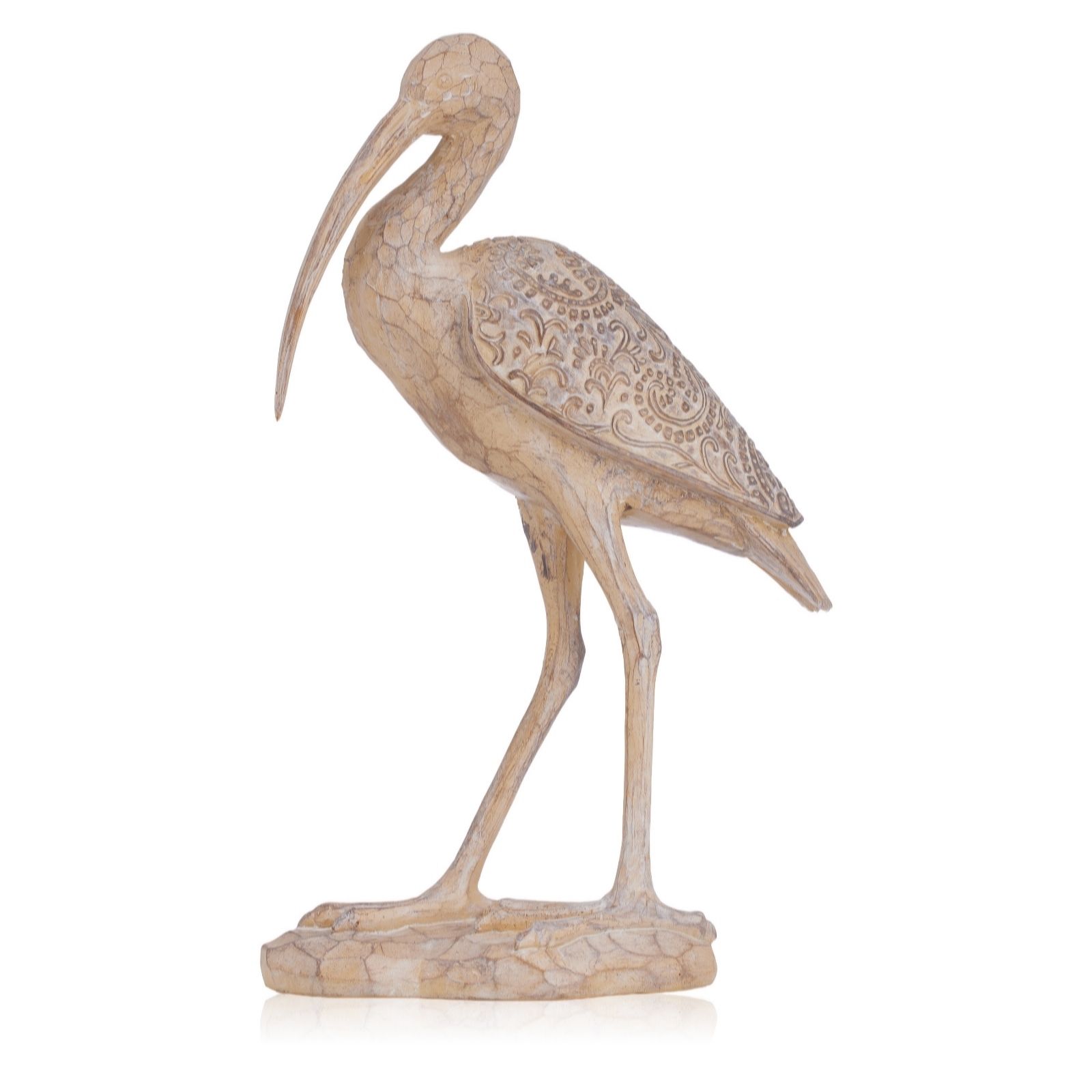 Outlet Otters Brook Carved Wood Effect Crane Ornament