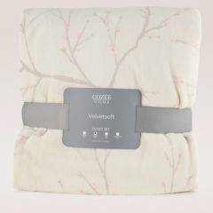 Cozee Home Velvetsoft Winter Cherry Blossom 4 Piece Duvet Set