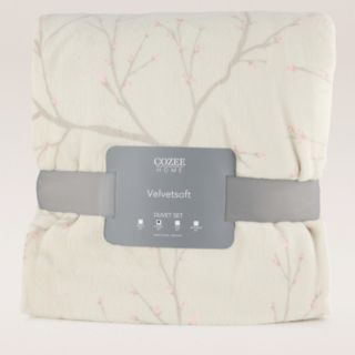 Cozee Home Velvetsoft Winter Cherry Blossom 4 Piece Duvet Set