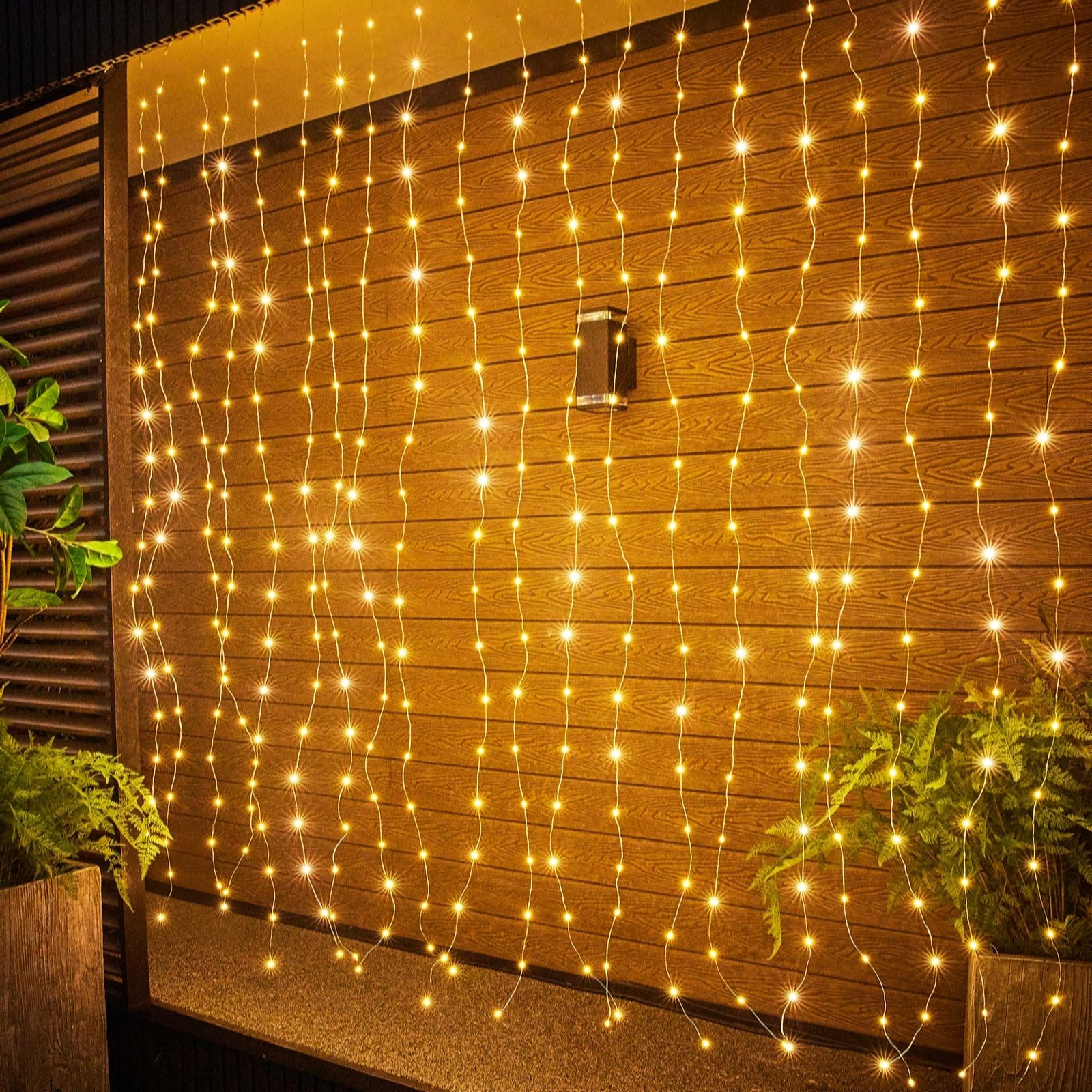 Festive Set of 2 Indoor Naked Wire Curtain Lights with LEDs