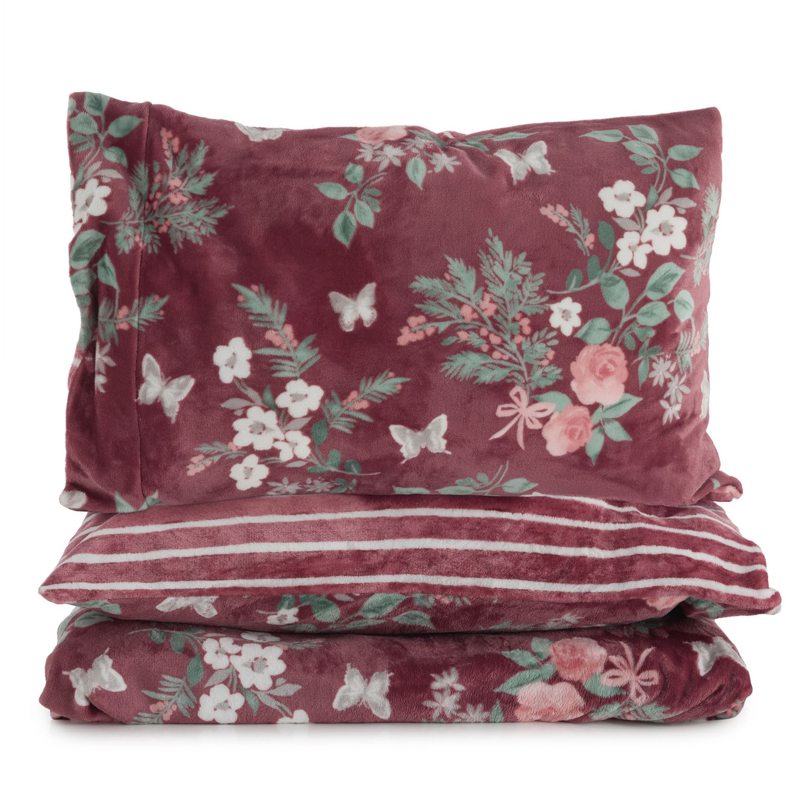 Cozee Home Velvetsoft Butterfly Floral 3 Piece Duvet Set