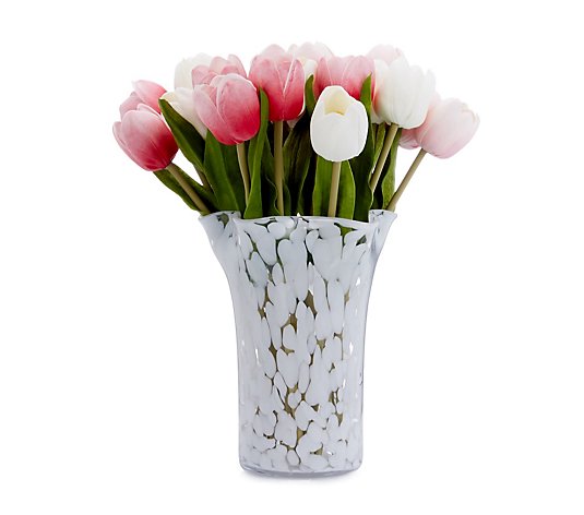 JM by Julien Macdonald Real Touch Tulips in Confetti Handkerchief Vase
