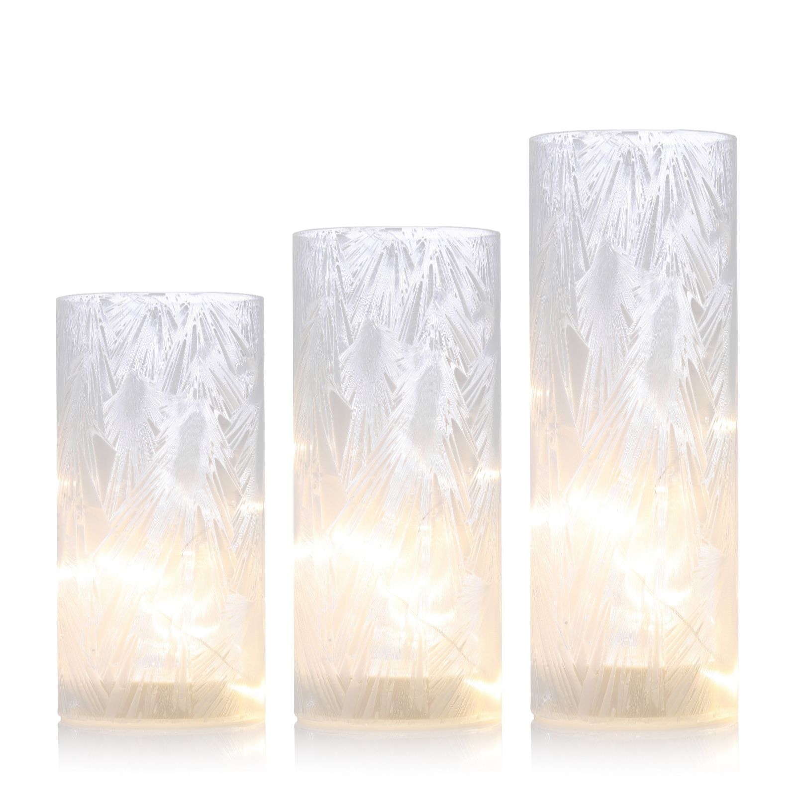 Home Reflections Set of 3 Pre-Lit Cylinders - QVC UK
