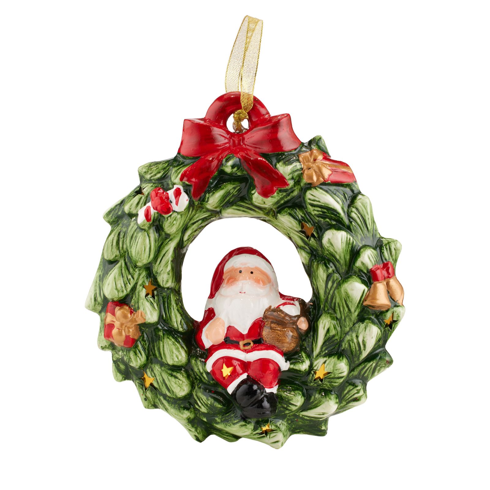 Santa Express 27cm Ceramic Hanging Santa Wreath