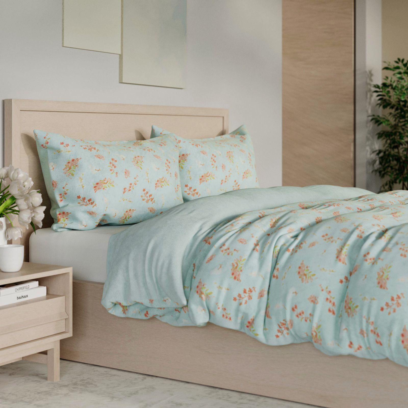 Cozee Home Velvetsoft Floral Scatter 3 Piece Duvet Set