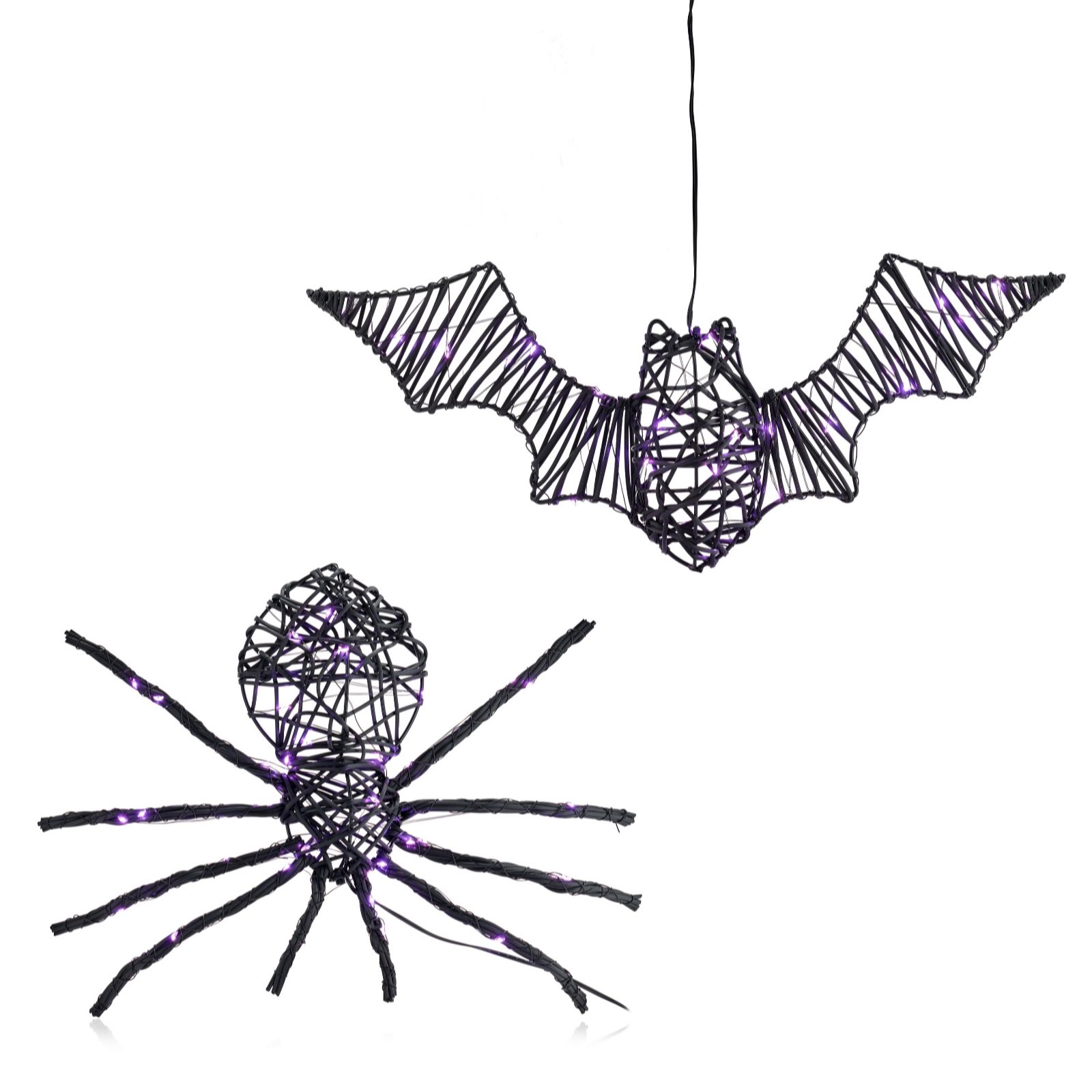 Home Stories Halloween Set of 2 Pre Lit Bat & Spider