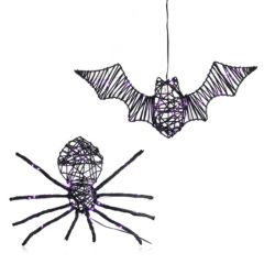 Home Stories Halloween Set of 2 Pre Lit Bat & Spider