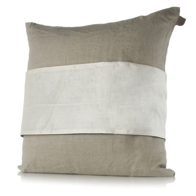 Kelly Hoppen Reversible Velvet band 100% linen Cushion - QVC UK