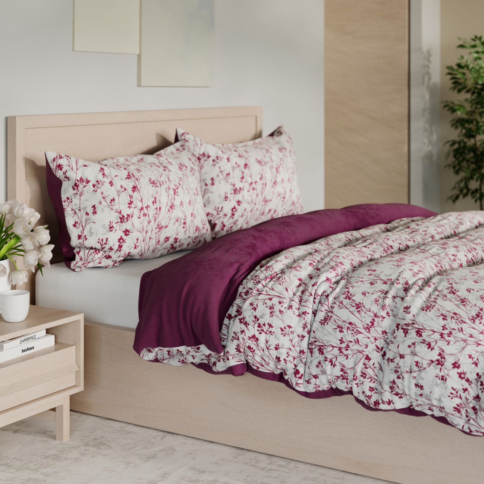 Cozee Home Velvetsoft Floral 3 Piece Duvet Set