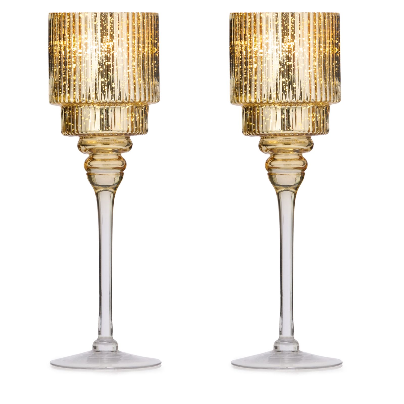 Home Stories Set Of 2 Merucry Glass Candle Holders
