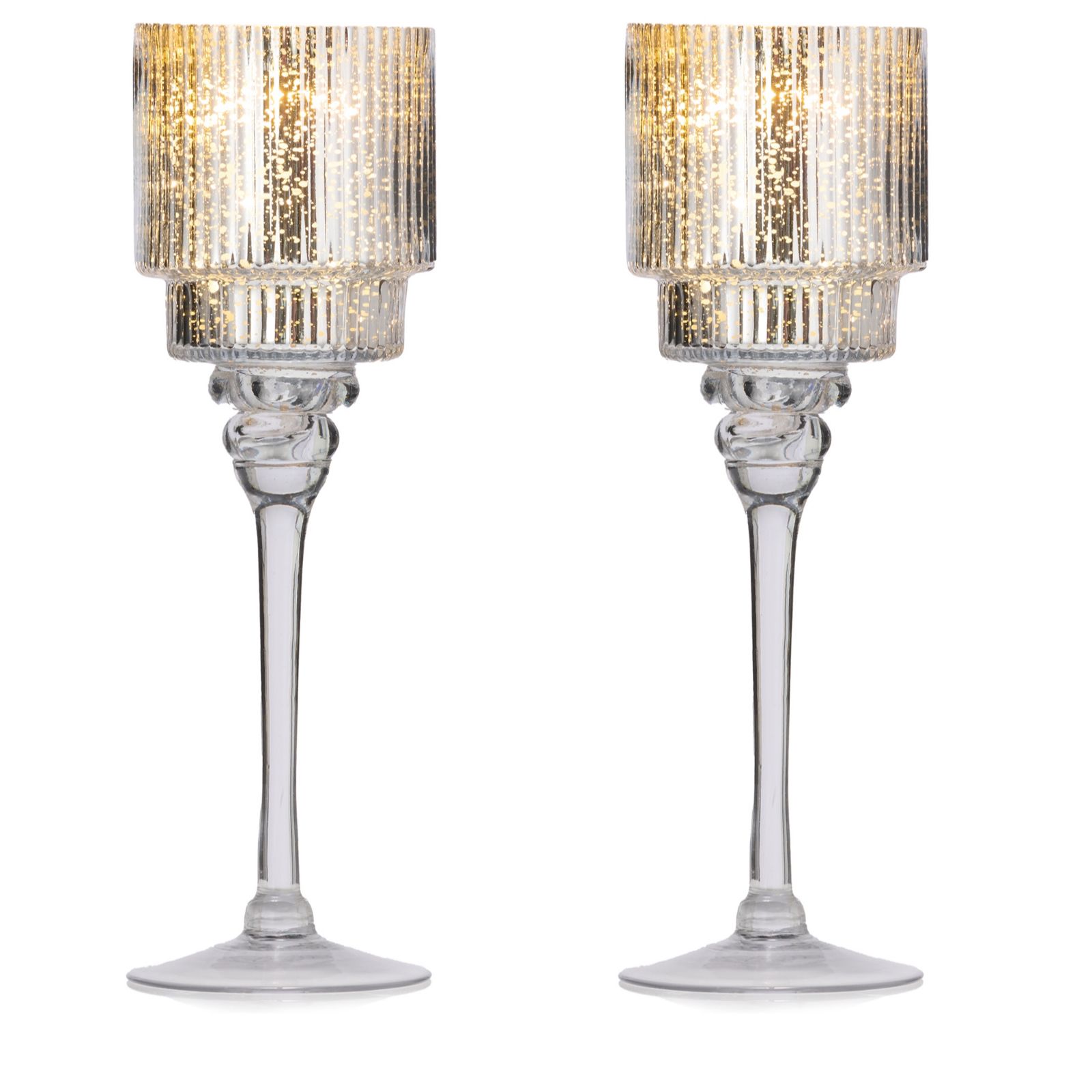 Home Stories Set Of 2 Merucry Glass Candle Holders