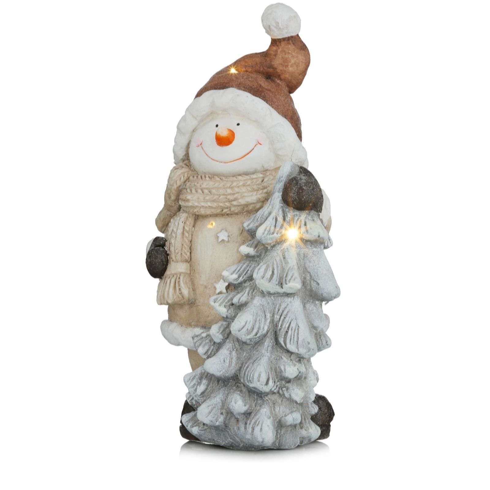 Outlet Festive Pre Lit Ceramic Snowman Decoration