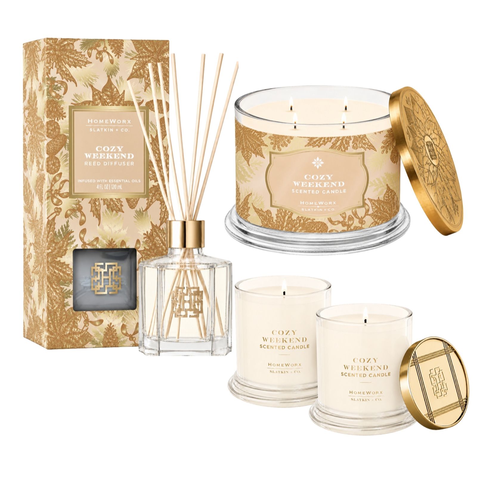 HomeWorx by Slatkin+Co.Cozy Nights 4 Piece Home Fragrance Bundle