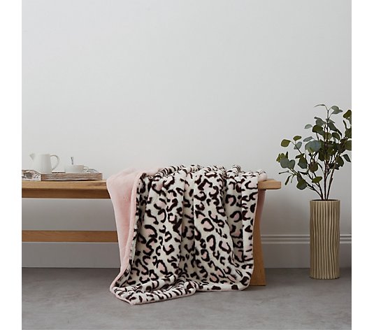 Cozee Home Luxe Leopard Faux Fur Throw