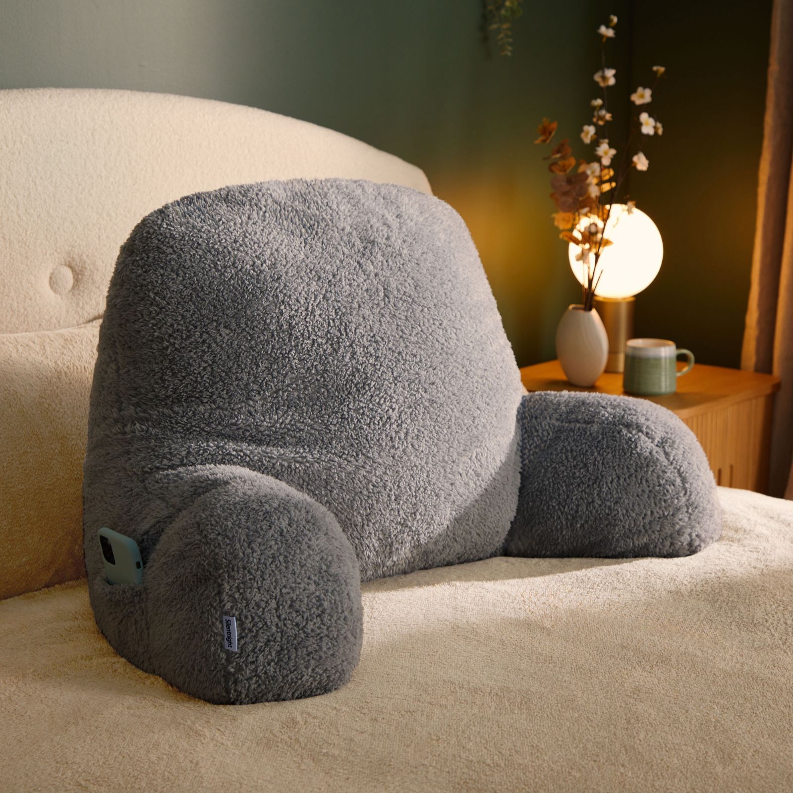 Silentnight Teddy Fleece Cuddle Cushion QVC UK