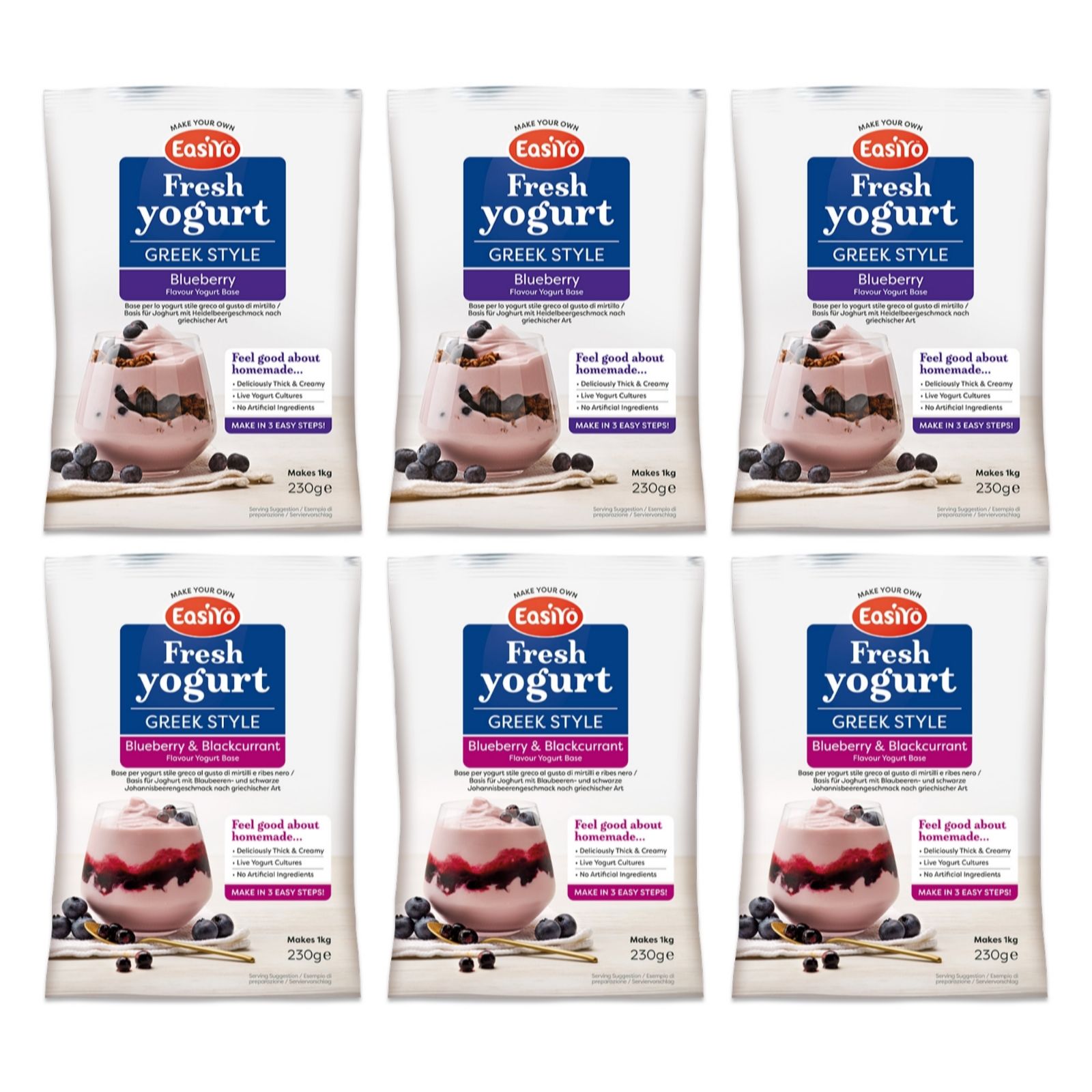 EasiYo Set of 6 Greek Style Blueberry Yoghurt