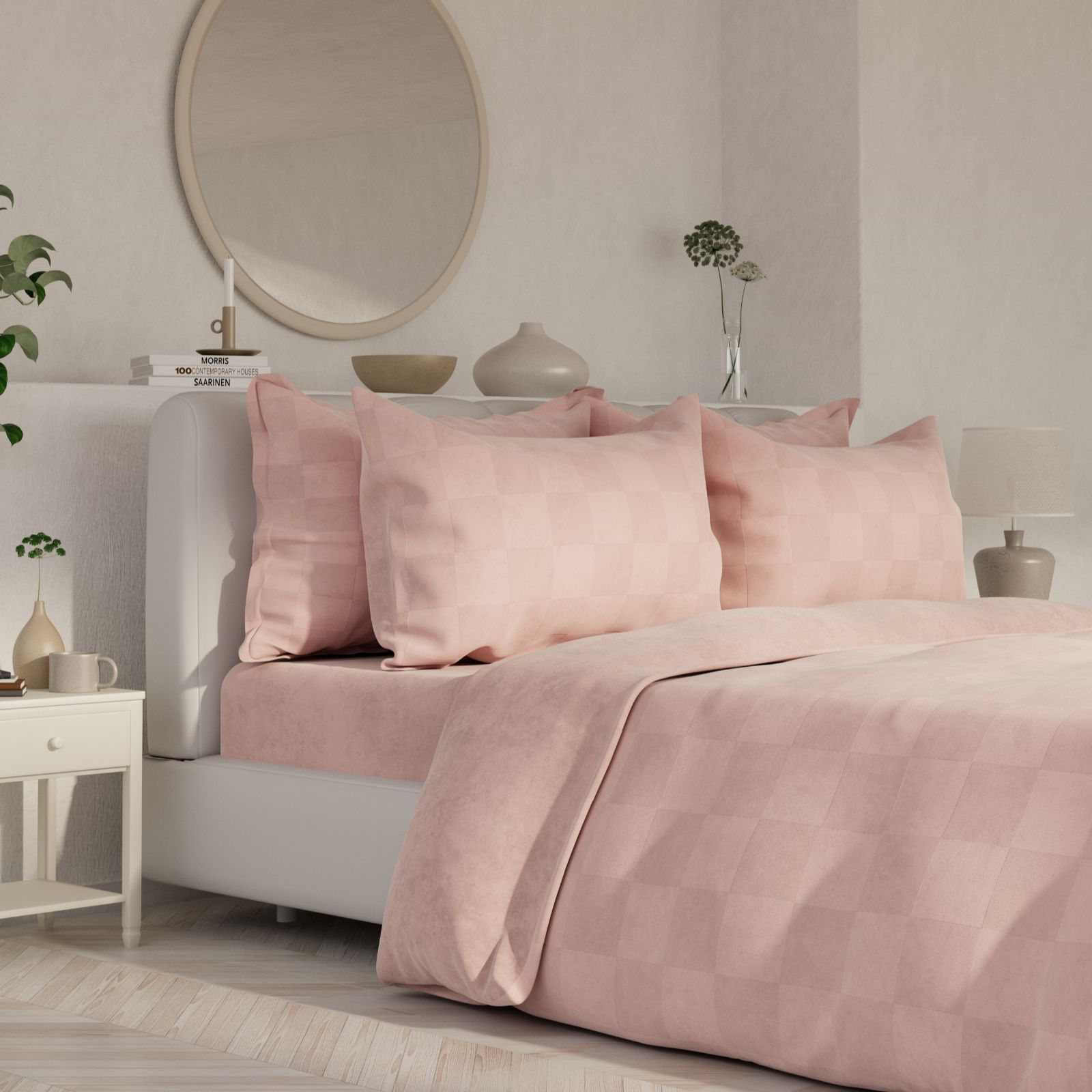 Cozee Home Velvetsoft Checkerboard 6 Piece Duvet Set