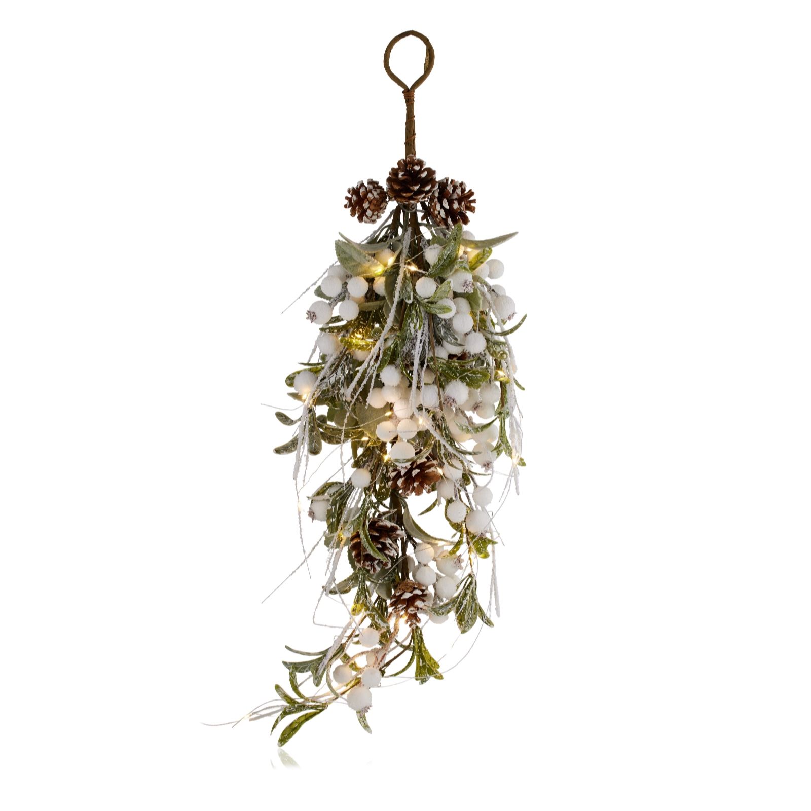 Sara by Sara Davies Pre-Lit Set of 2 70cm Frosted Mistletoe Swag