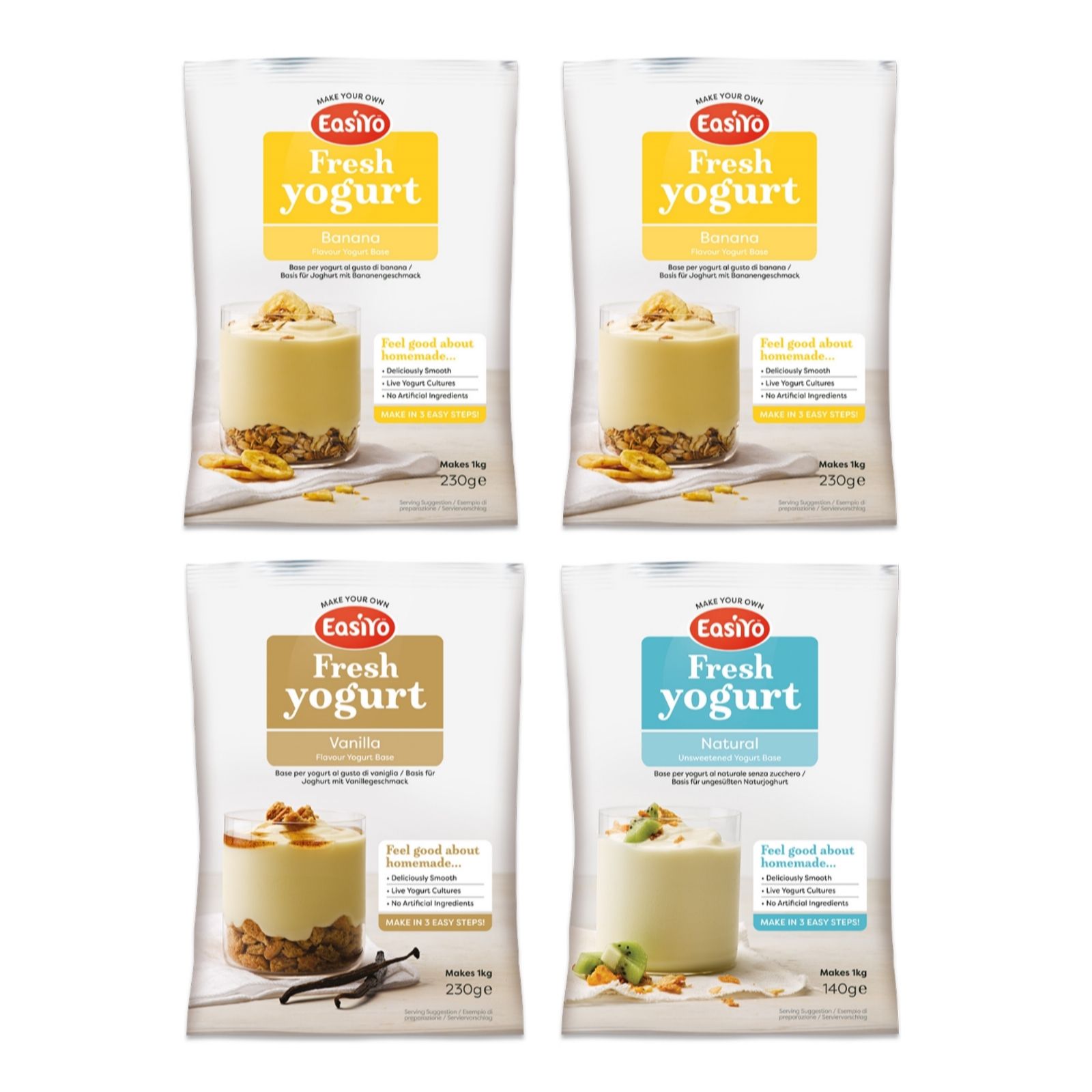 Easiyo Set of 4 Everyday Banana & Vanilla Selection