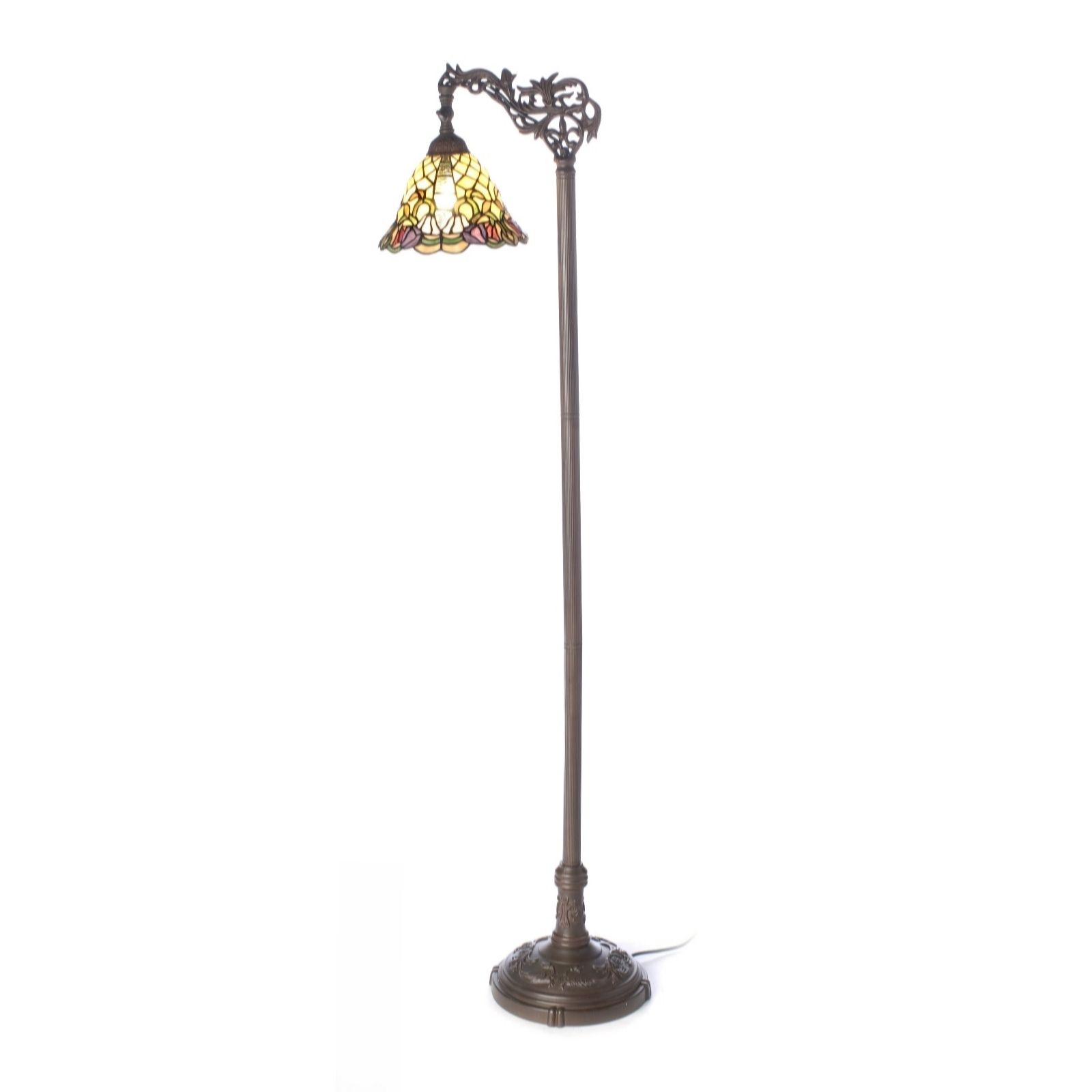 Tiffany Style Handcrafted Floral Trumpet Floor Lamp - QVC UK