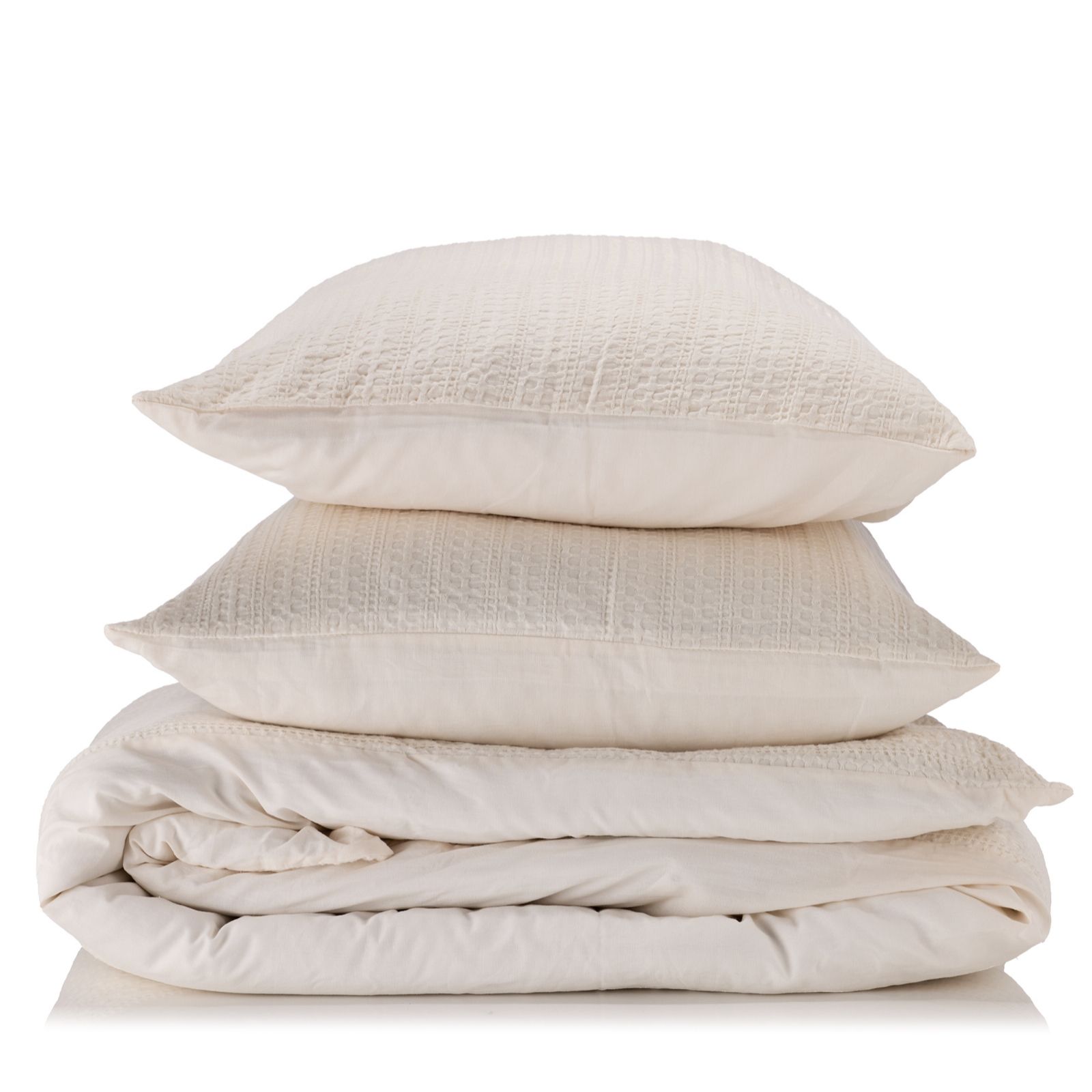 abode 100% Cotton Waffle 3 Piece Duvet Set