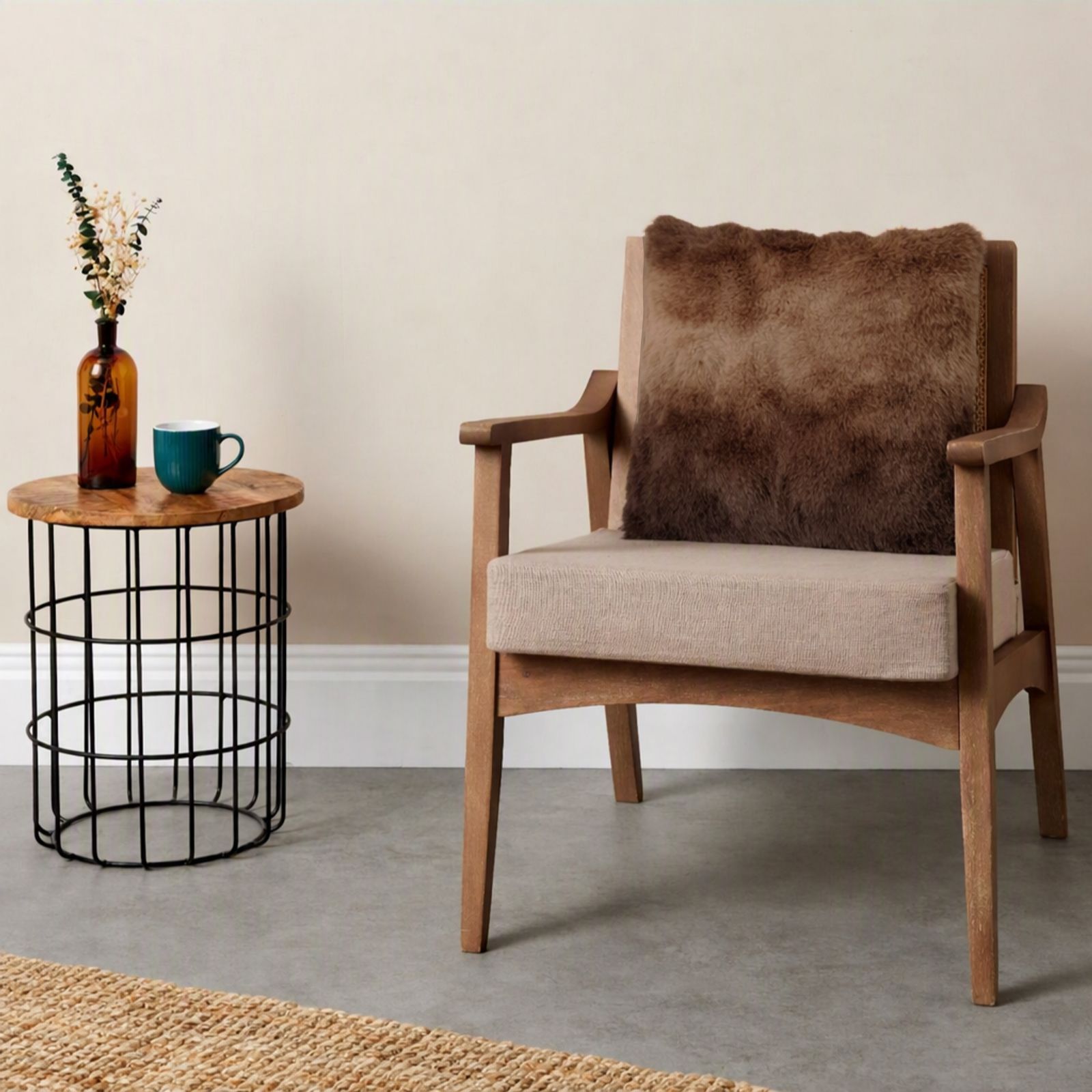 Cozee Home Textured Luxury Faux Fur Cushion