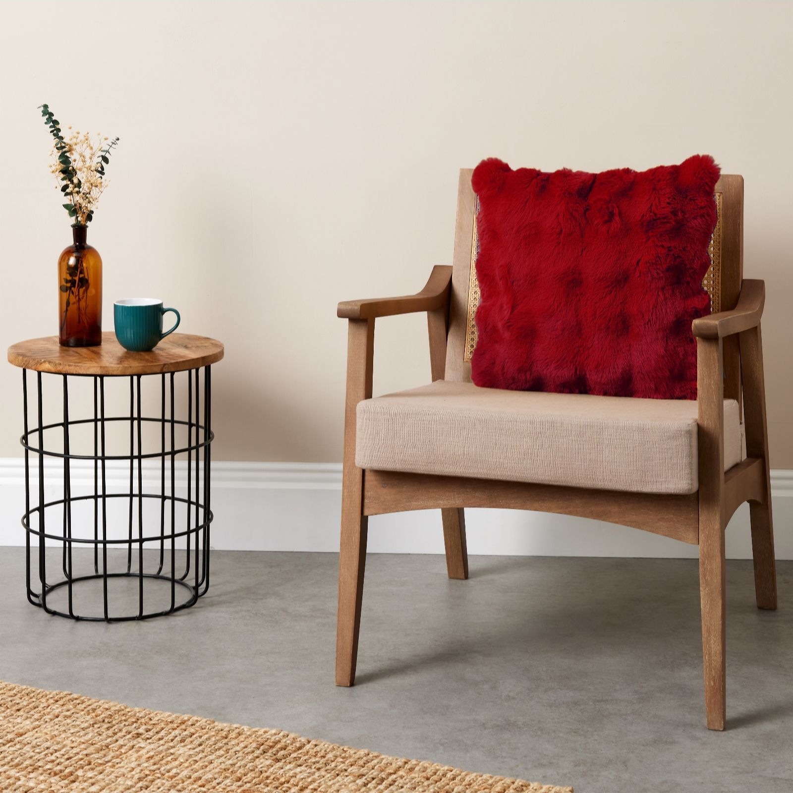 Cozee Home Textured Luxury Faux Fur Cushion