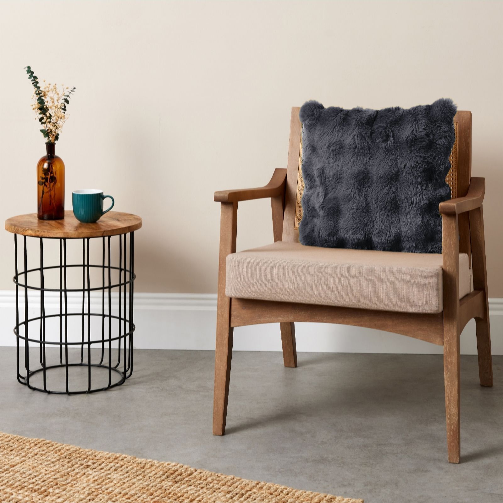 Cozee Home Textured Luxury Faux Fur Cushion