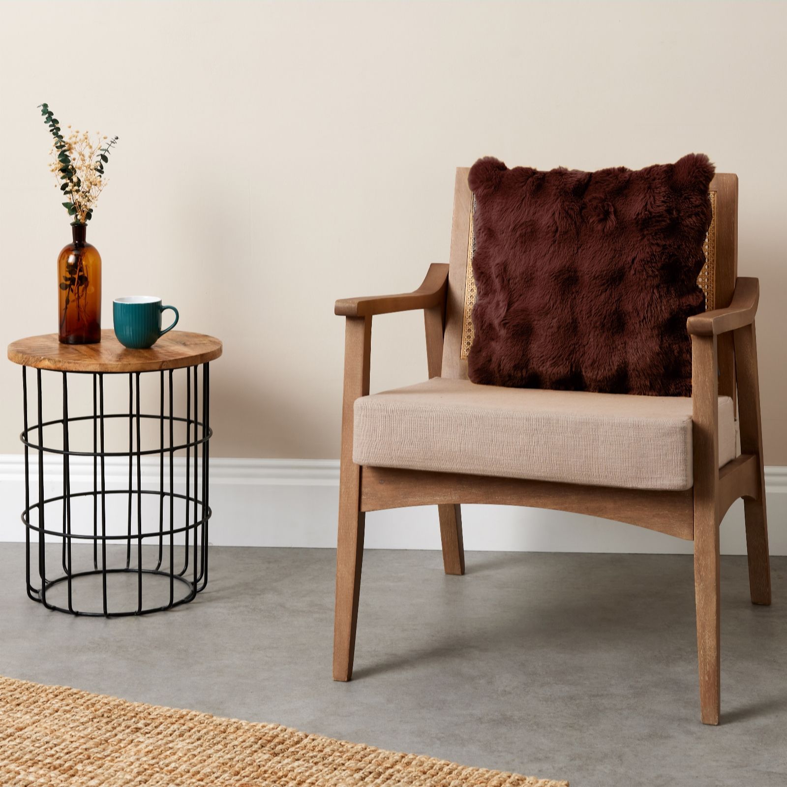 Cozee Home Textured Luxury Faux Fur Cushion