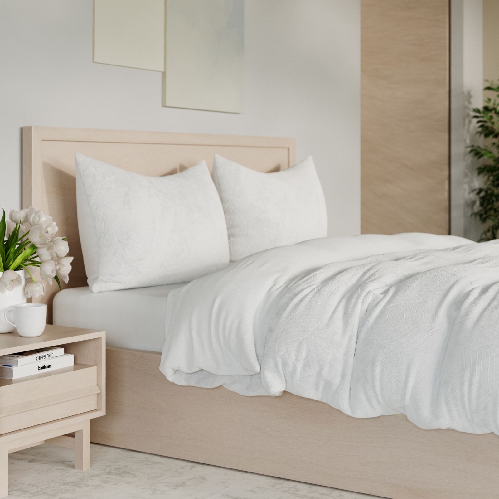 Cozee Home Oversized Leaf Tufted 4 Piece Velvetsoft Duvet Set