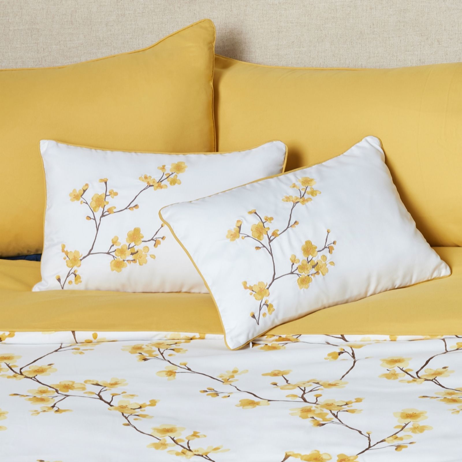 Cozee Home Floral Embroidery Rectangle Cushion