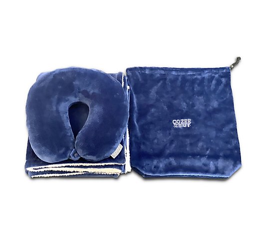 Cozee Home Neck Pillow and Throw Gift Set