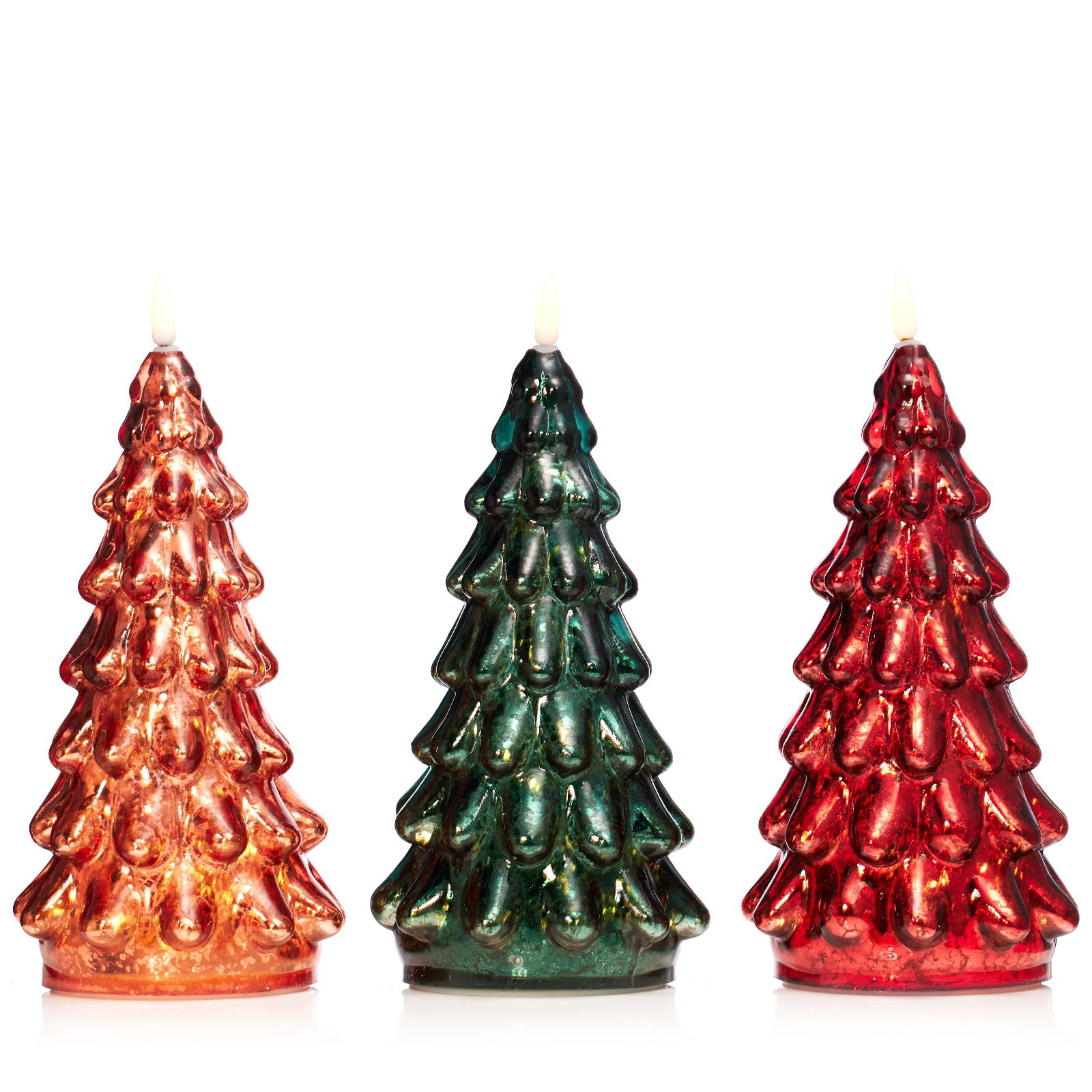 Home Reflections Set of 3 Mercury LED Glass Candles