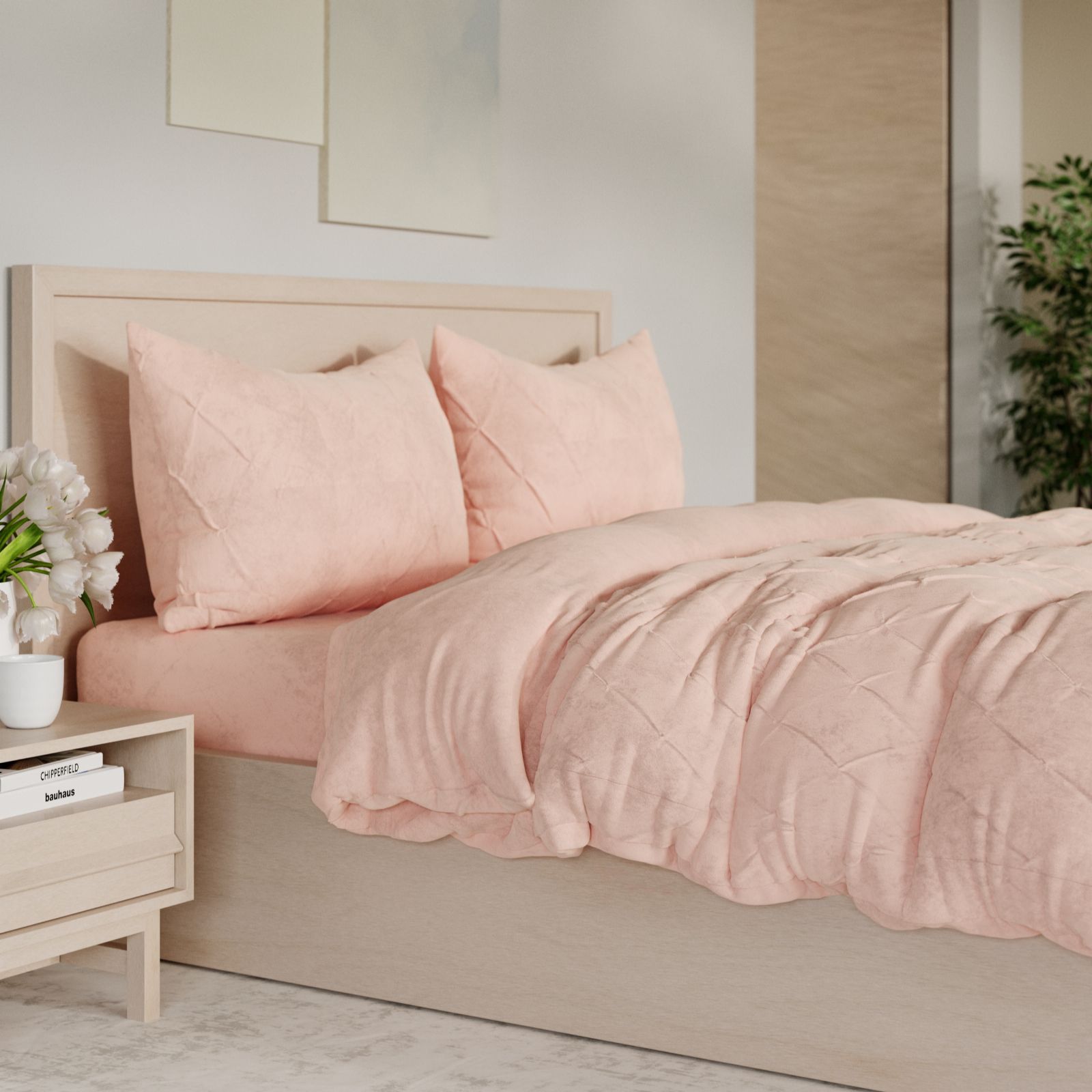 Cozee Home Small Pintuck 4 Piece Velvetsoft Duvet Set