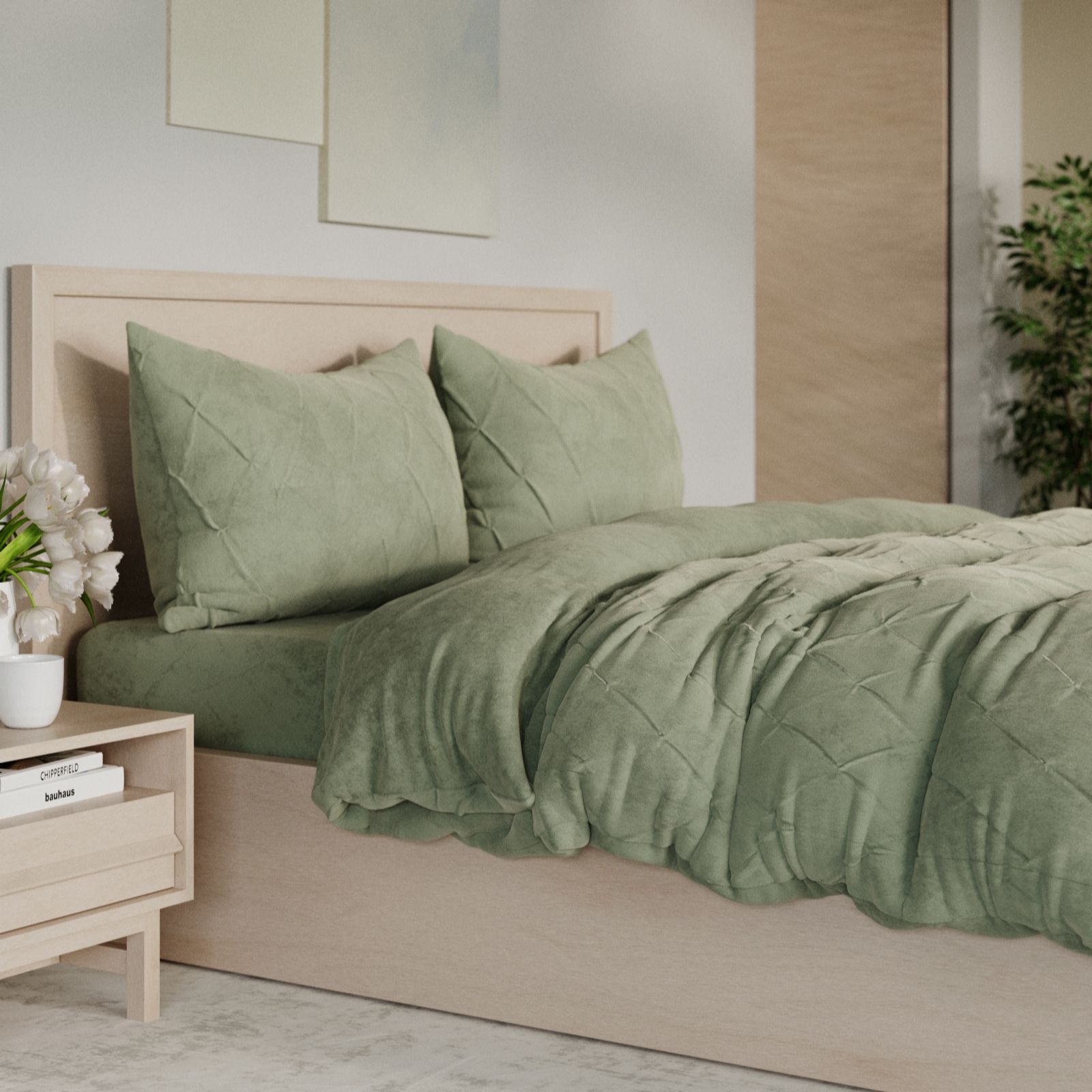 Cozee Home Small Pintuck 4 Piece Velvetsoft Duvet Set