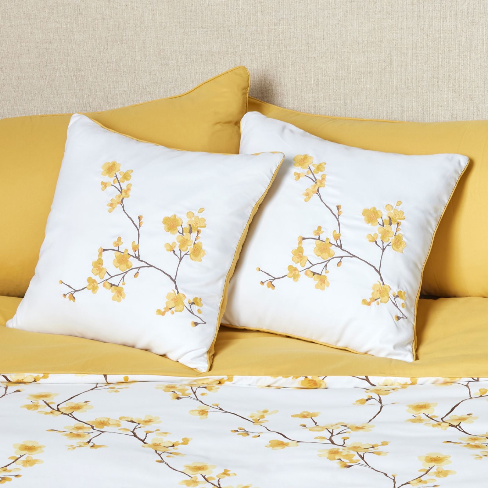 Cozee Home Floral Embroidery Square Cushion