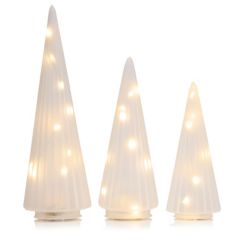 Home stories Set of 3 Frosted Glass Pre Lit Trees