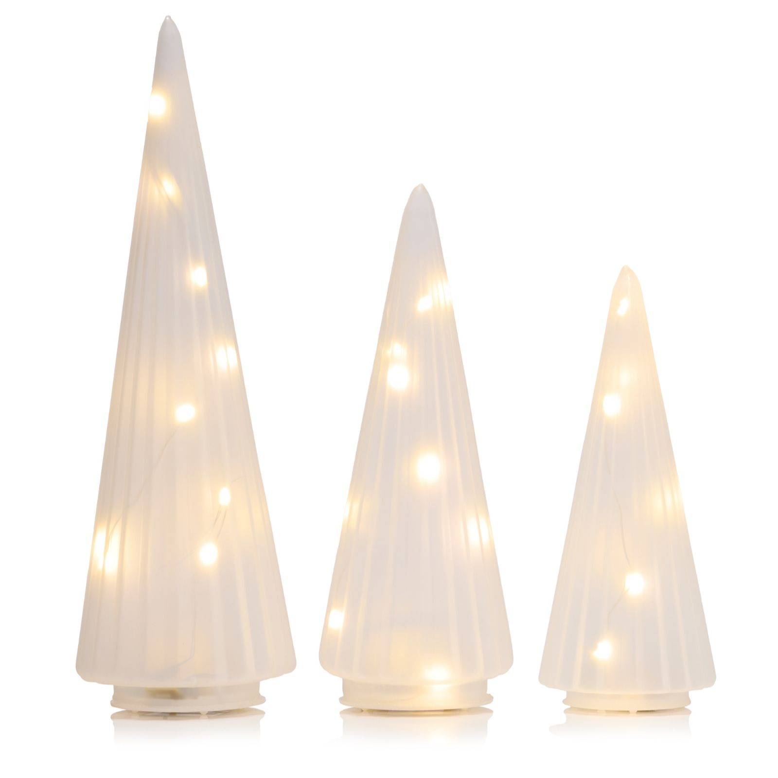 Home stories Set of 3 Frosted Glass Pre Lit Trees