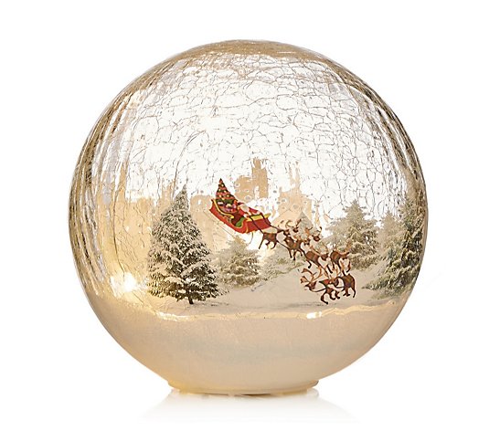 Outlet Festive Pre-lit Scenic Crackle Glass Sphere