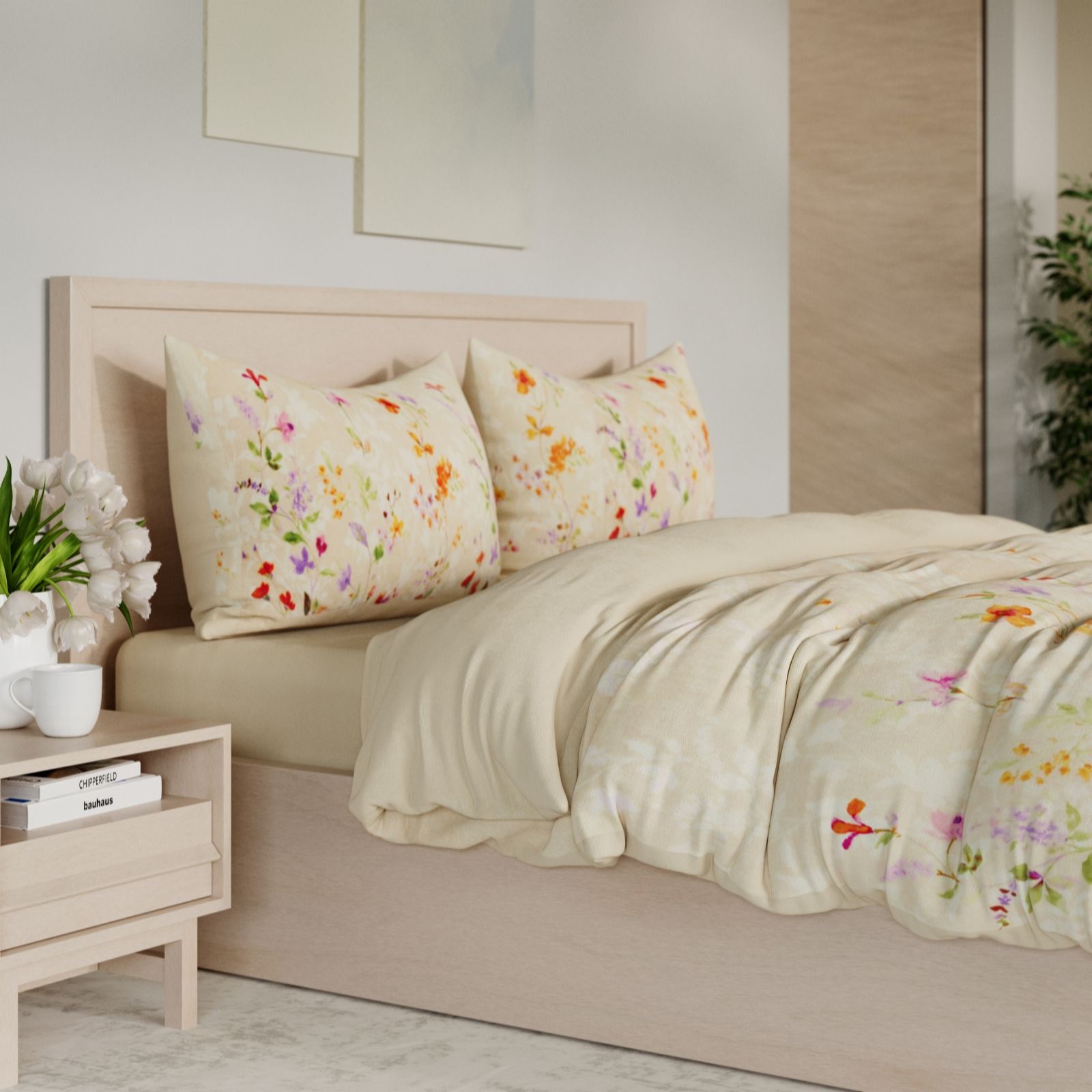 Cozee Home Floral Placement Print 4 Piece Velvetsoft Duvet Set