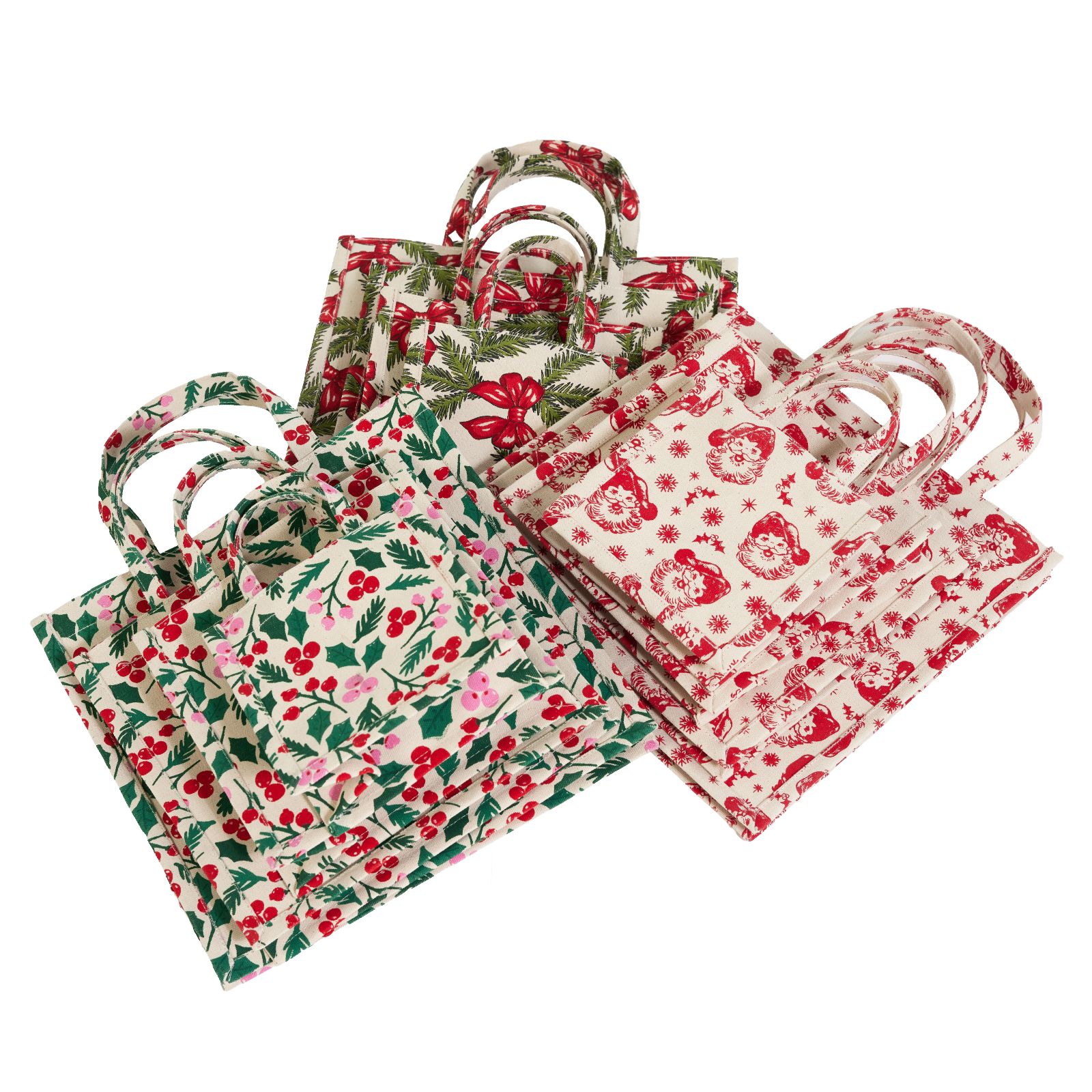 Home Stories 12 Piece Reusable Christmas Gift Bag Set with Tags