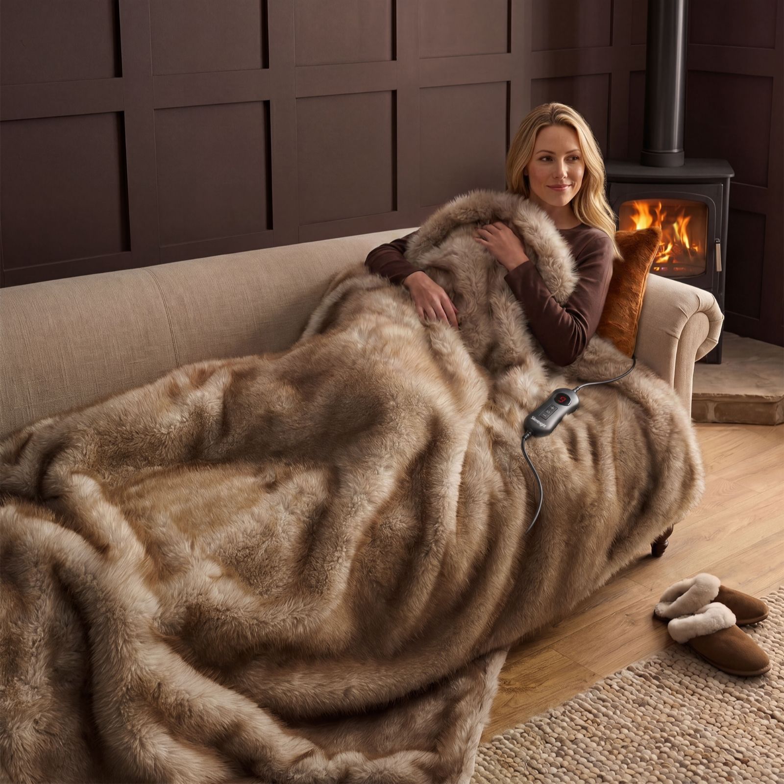 Silentnight Faux Fur Heated Throw
