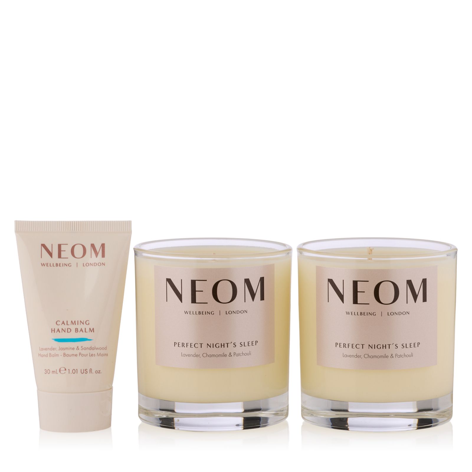 NEOM Wellbeing 1 Wick Candle and Hand Balm Collection
