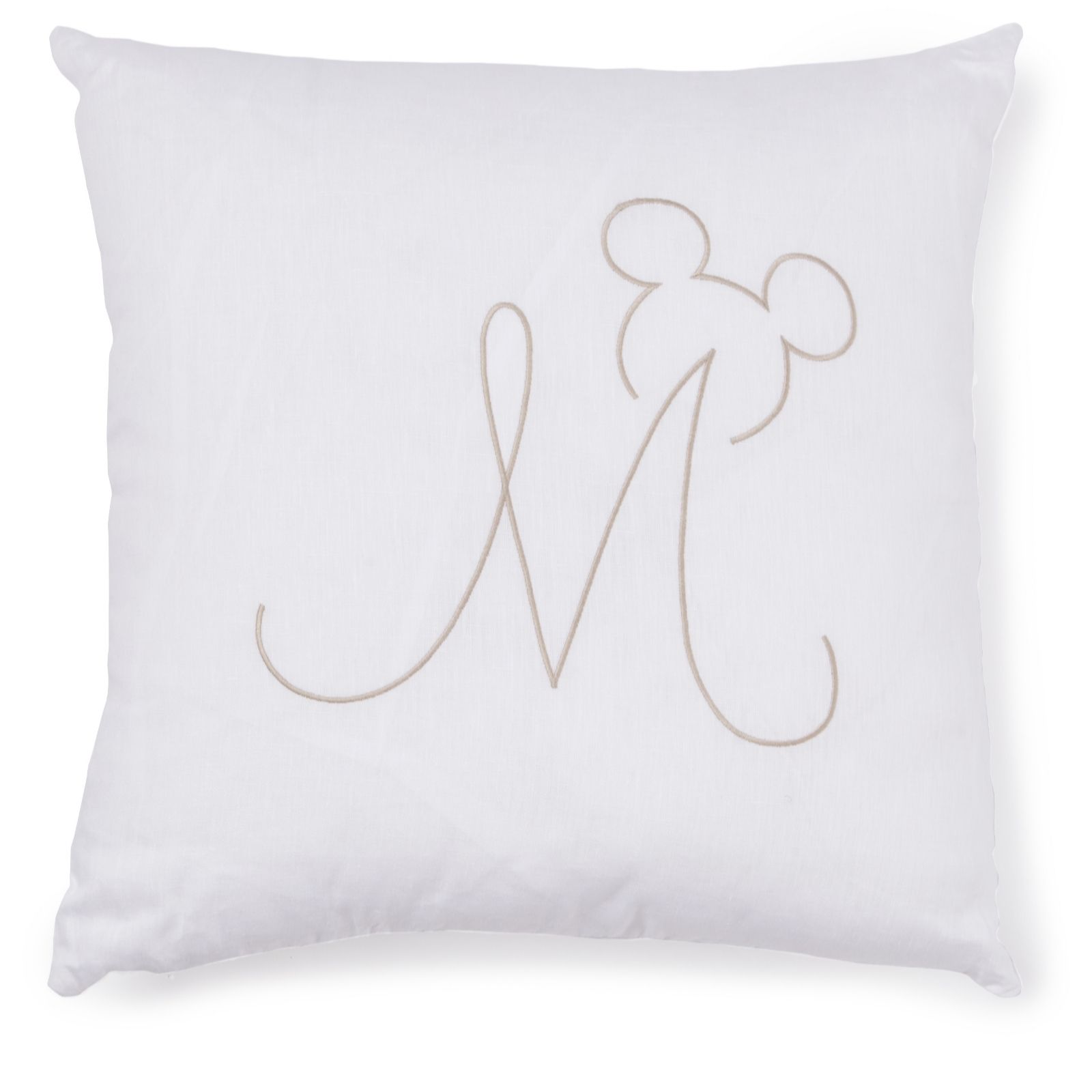 Kelly Hoppen X Mickey Mouse Embroidered Initial Linen Scatter Cushion QVC UK