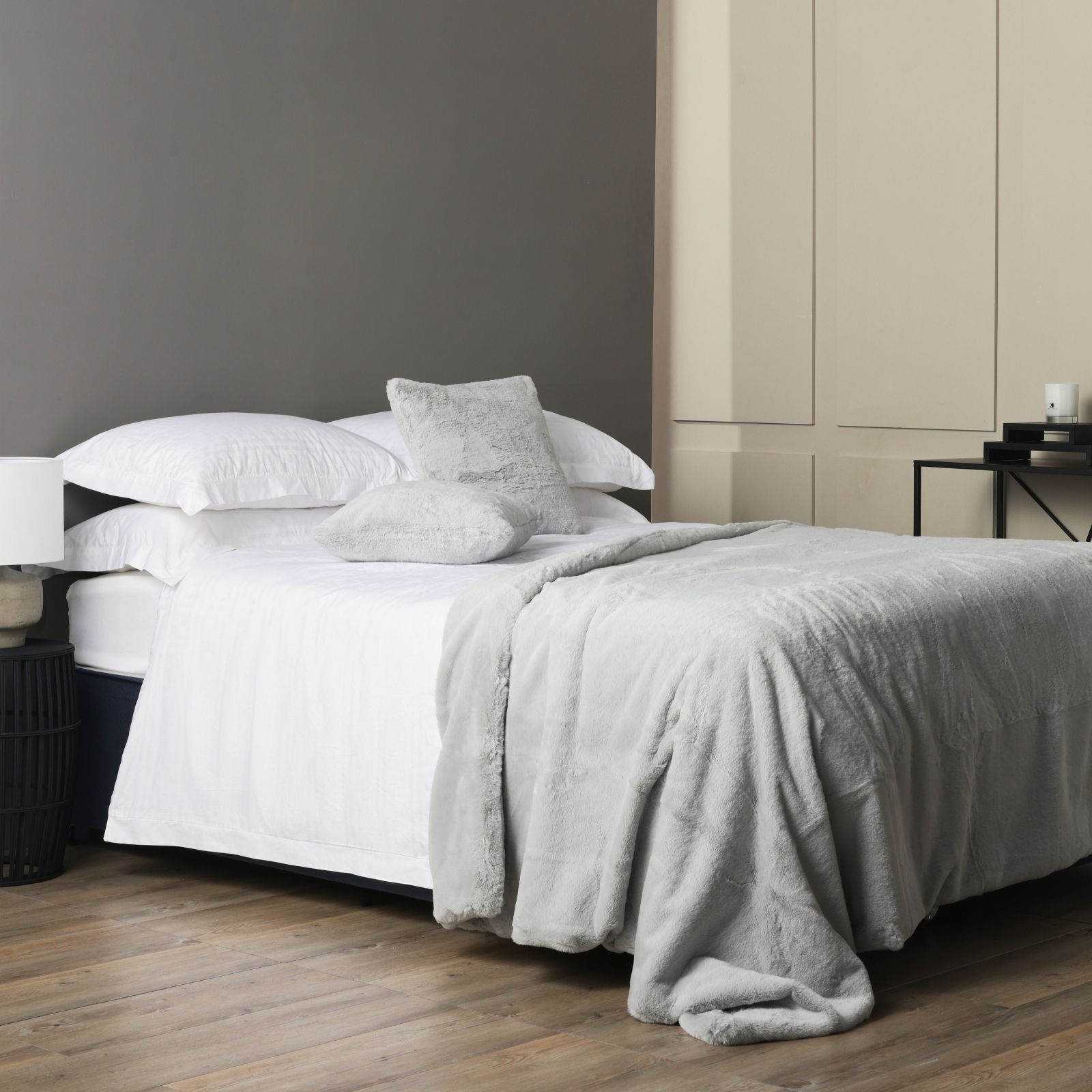 K by Kelly Hoppen Luxury Faux Fur Throw & Set of 2 Cushions