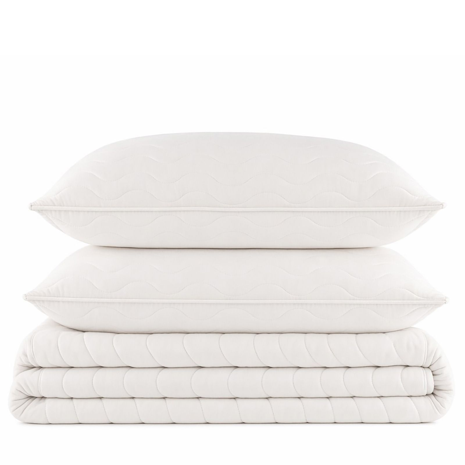 K By Kelly Hoppen Quilted Wave Design Summer Bedspread with 2 Shams