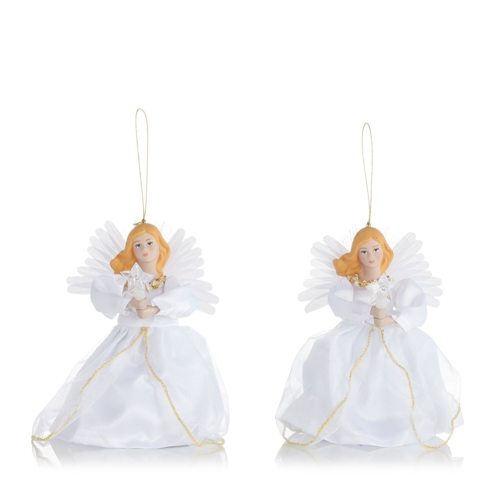 Mr Christmas Set of 2 Fibre Optic Angel Ornaments - QVC UK