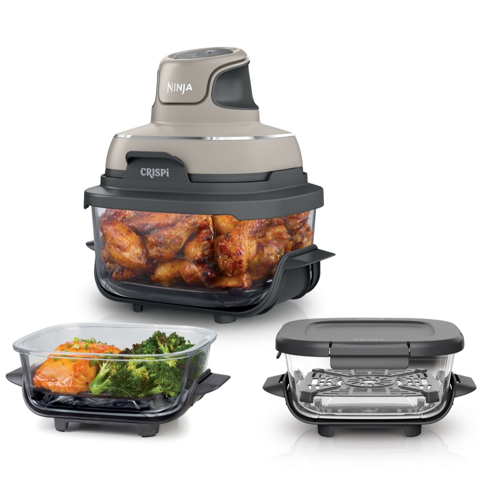 Outlet Ninja CRISPi 4-in-1 Glass Portable Air Fryer 2x 1.4L Containers