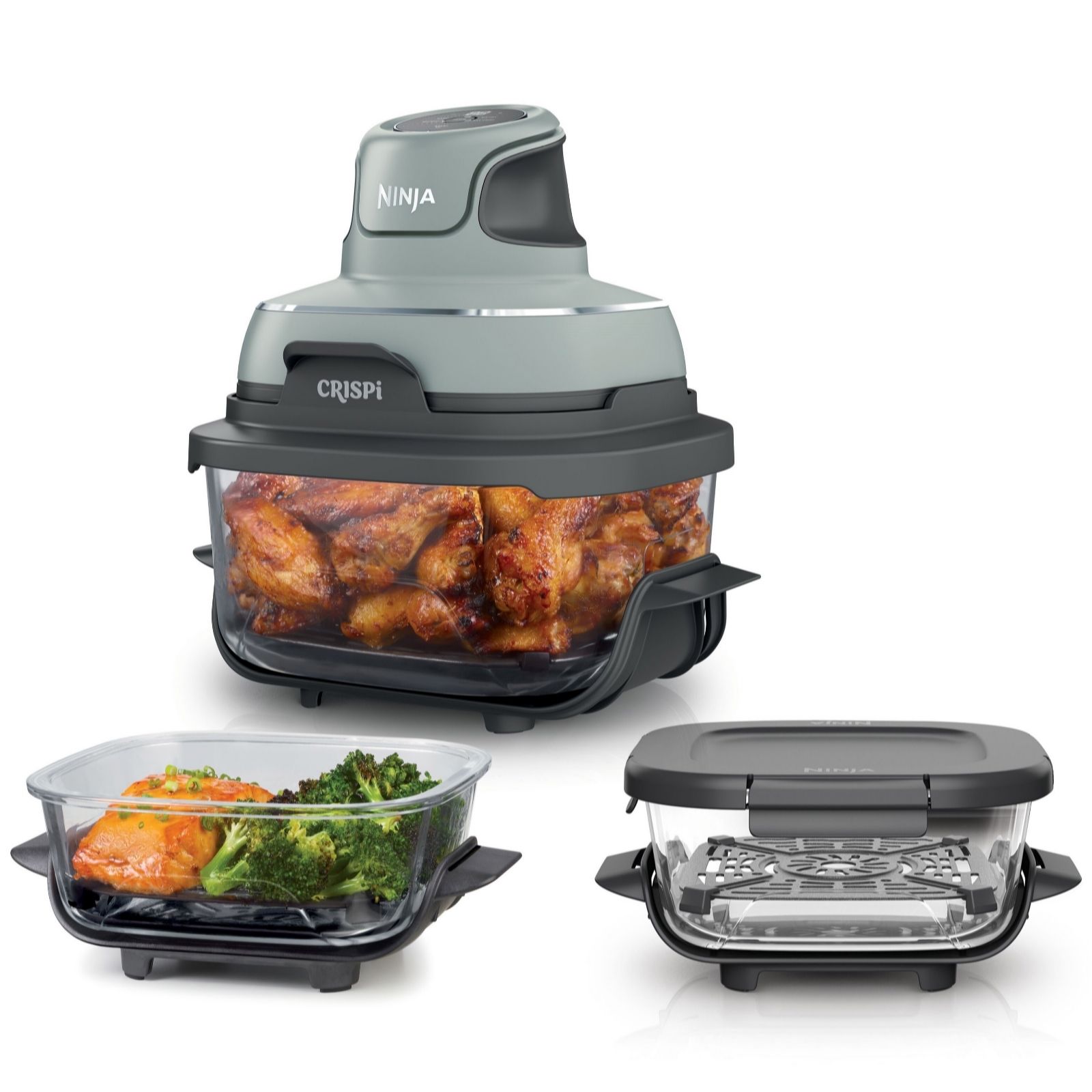 Outlet Ninja CRISPi 4-in-1 Glass Portable Air Fryer 2x 1.4L Containers